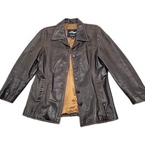Maxima Womens Vintage Leather Jacket Size Large Brown Distressed